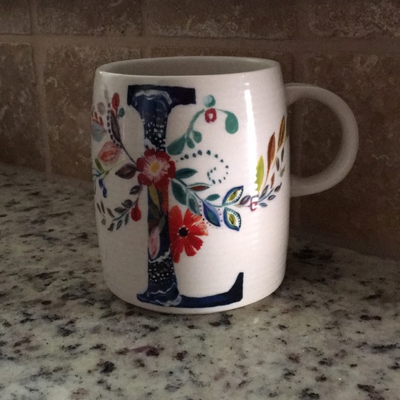 Anthropologie Other - Anthropologie Floral Monogram Coffee Mug